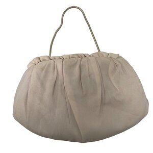 Vintage Chiffon Clutch Purse Bag Chain Strap Light Pink Fabric Kiss Lock HL USA